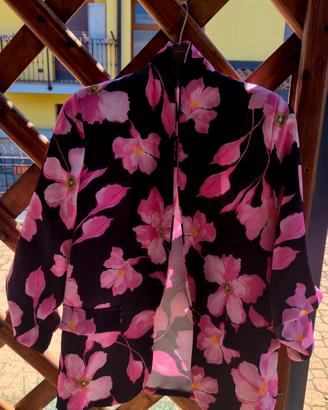 Blazer donna leggero floreale nero rosa – Taglia L