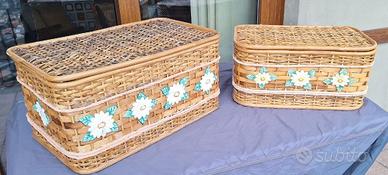 Cesto (2 pezzi) intrecciato