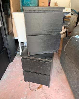 2 Comodini MALM Ikea Neri