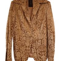 Giacca da donna in vellutino di cotone beige Pinko