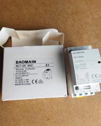Contattore modulare 4 poli NC. 25A. 220V. BAOMAIN 