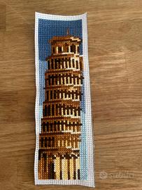Segnalibro torre di Pisa a puntocroce