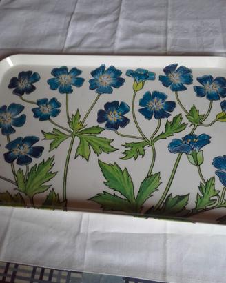 Vassoio di Melamina con Fiori Azzurri