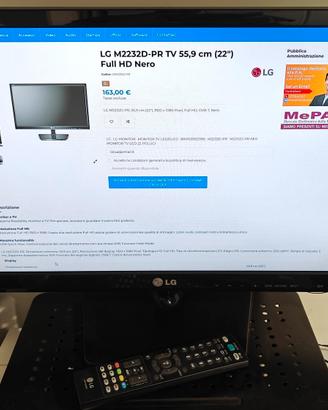 Monitor TV 22" LG M2232 full HD come Nuovo