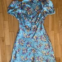 Abito Zara celeste con fiorellini corto raso donna