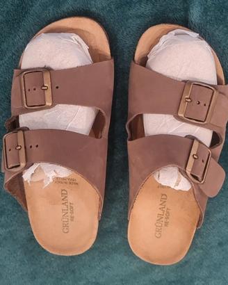 CIABATTE IN PELLE NUOVE TIPO BIRKENSTOCK n. 39