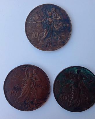 Moneta 10 cent. Cinquantenario Unità d'Italia 1911