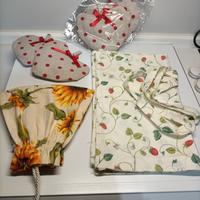 Tessili  cucina 7 pezzi realizzati a mano 