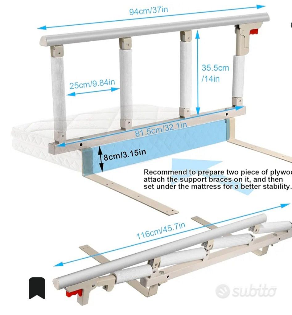 Barriera per Letto,Sponda Letto Anziani,Portatile Sbarre per Letto Anziani  Piegh