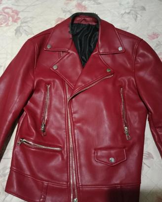 Giacca rossa in Ecopelle Zara con collo rovinato