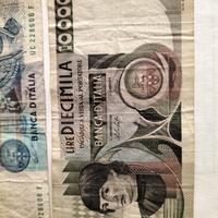 Tre banconote cartamoneta lire Diecimila