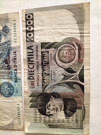 Tre banconote cartamoneta lire Diecimila