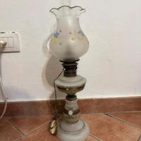 Lampada Ad olio Elettrificata vetro dipinto a mano