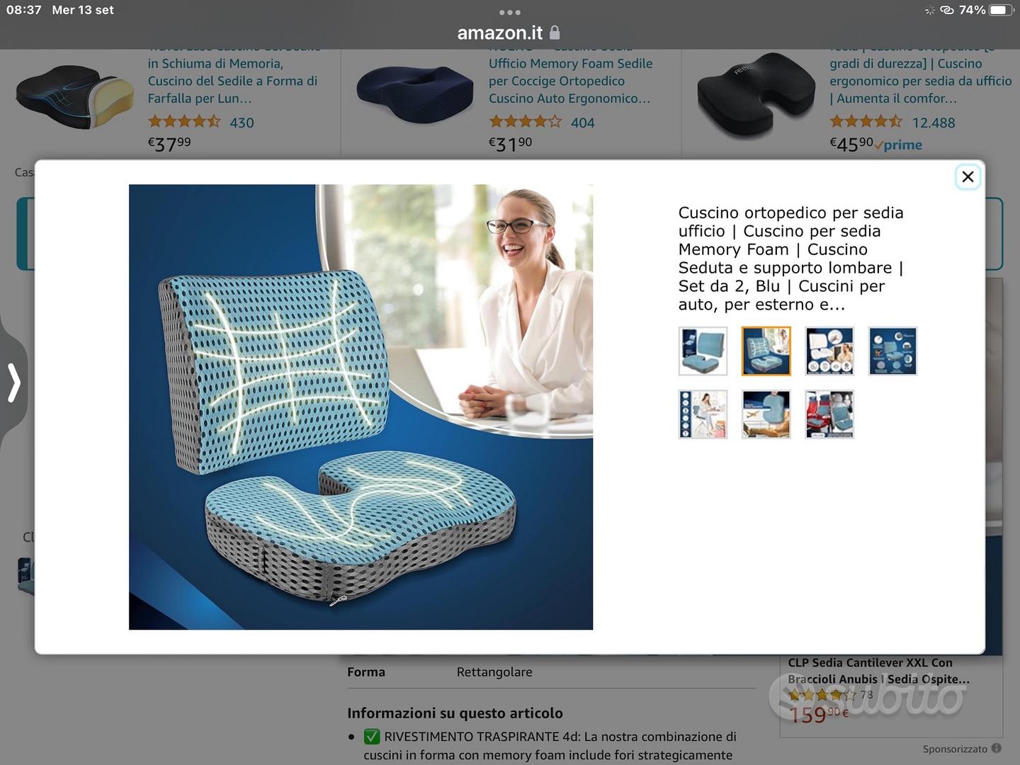 cuscino ortopedico per sedia ufficio con schienale - Arredamento e  Casalinghi In vendita a Milano