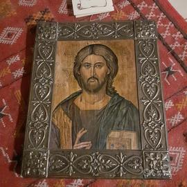 icona in legno e argento 