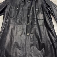 Giacca camicia donna uomo in pelle nera vintage