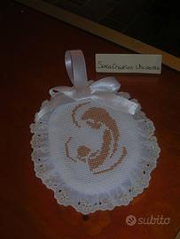 Capoculla bebè punto croce Madonnina marroncino