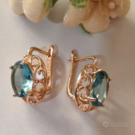 orecchini in oro 14 k e topazio 