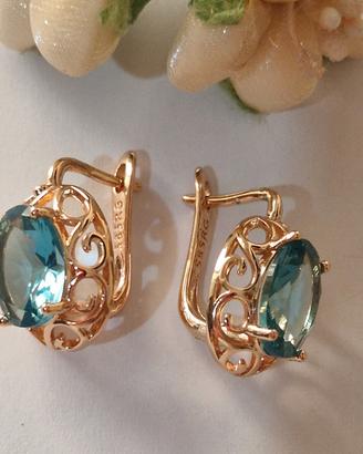 orecchini in oro 14 k e topazio 