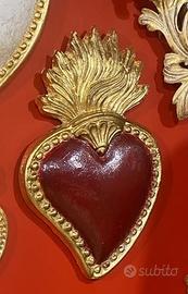 CUORE SACRO EX VOTO IN LEGNO