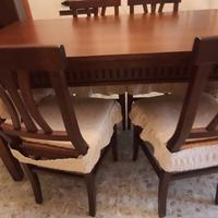 1 credenza, 1 tavolo, 6 sedie arte povera