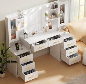 NUOVA Grande toeletta trucco con led e prese luce