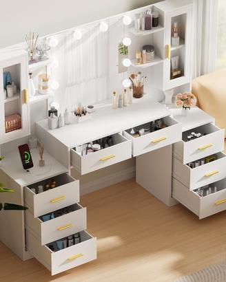 NUOVA Grande toeletta trucco con led e prese luce