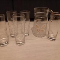 Set  BROCCA Caraffa e 5 Bicchieri Vintage ACQUA-Bi