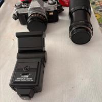 Kit Canon AE-1 vintage + flash Promaster + teleob