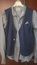 Completo elegante ragazzo giacca camicia gilet