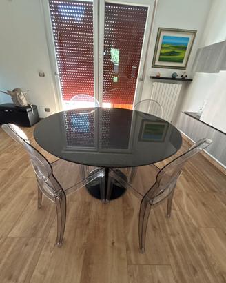 Tavolo design granito nero 120 cm + 4 sedie scab