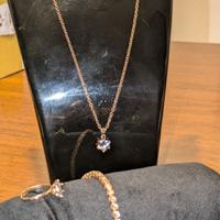 parure di gioielli in acciaio placcato oro e Zirco