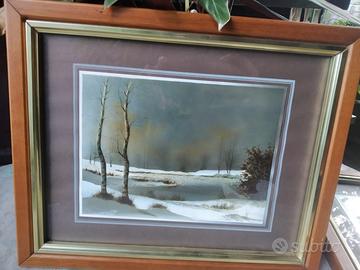 Serge Montaudon Quadro Paesaggio Invernale Dipinto