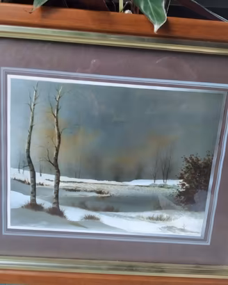 Serge Montaudon Quadro Paesaggio Invernale Dipinto