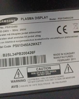 TV Samsung modello ps51d450a2w