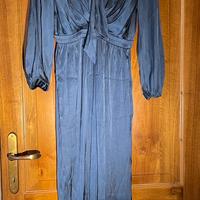 Tuta jumpsuit elegante blu satin