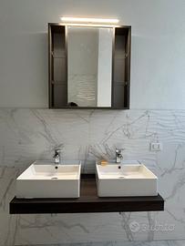 Gruppo doppio lavabo e mobile specchio