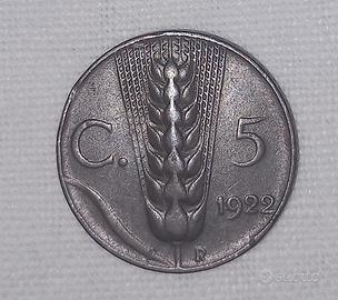 Moneta Antica 5 Cent Vittorio Emanuele III 
