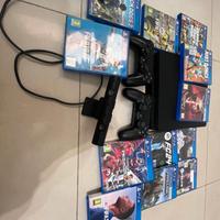 PlayStation 4 con controller webcam e giochi