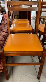 6 sedie da cucina vintage con seduta arancione