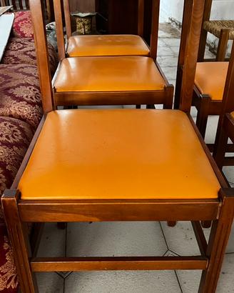 6 sedie da cucina vintage con seduta arancione