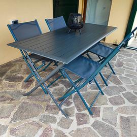 Set Giardino Antracite: Tavolo 160cm + 4 Sedie