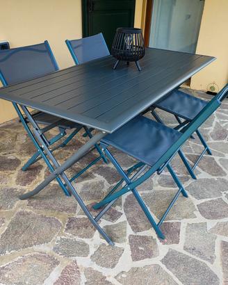 Set Giardino Antracite: Tavolo 160cm + 4 Sedie