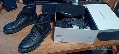 Sneakers alte Emporio Armani in pelle nera