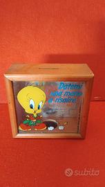 Salvadanaio in legno vintage Looney Tunes - Titti