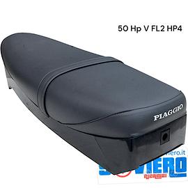 Sella nera lunga con scritta Vespa 50 Hp V FL2 HP4