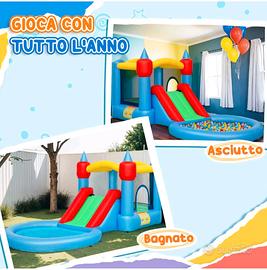Gonfiabile con scivolo,Salterello e poscina