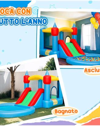 Gonfiabile con scivolo,Salterello e poscina
