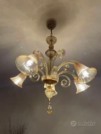 Lampadario in vetro artistico