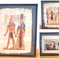 Set di tre dipinti su papiro 